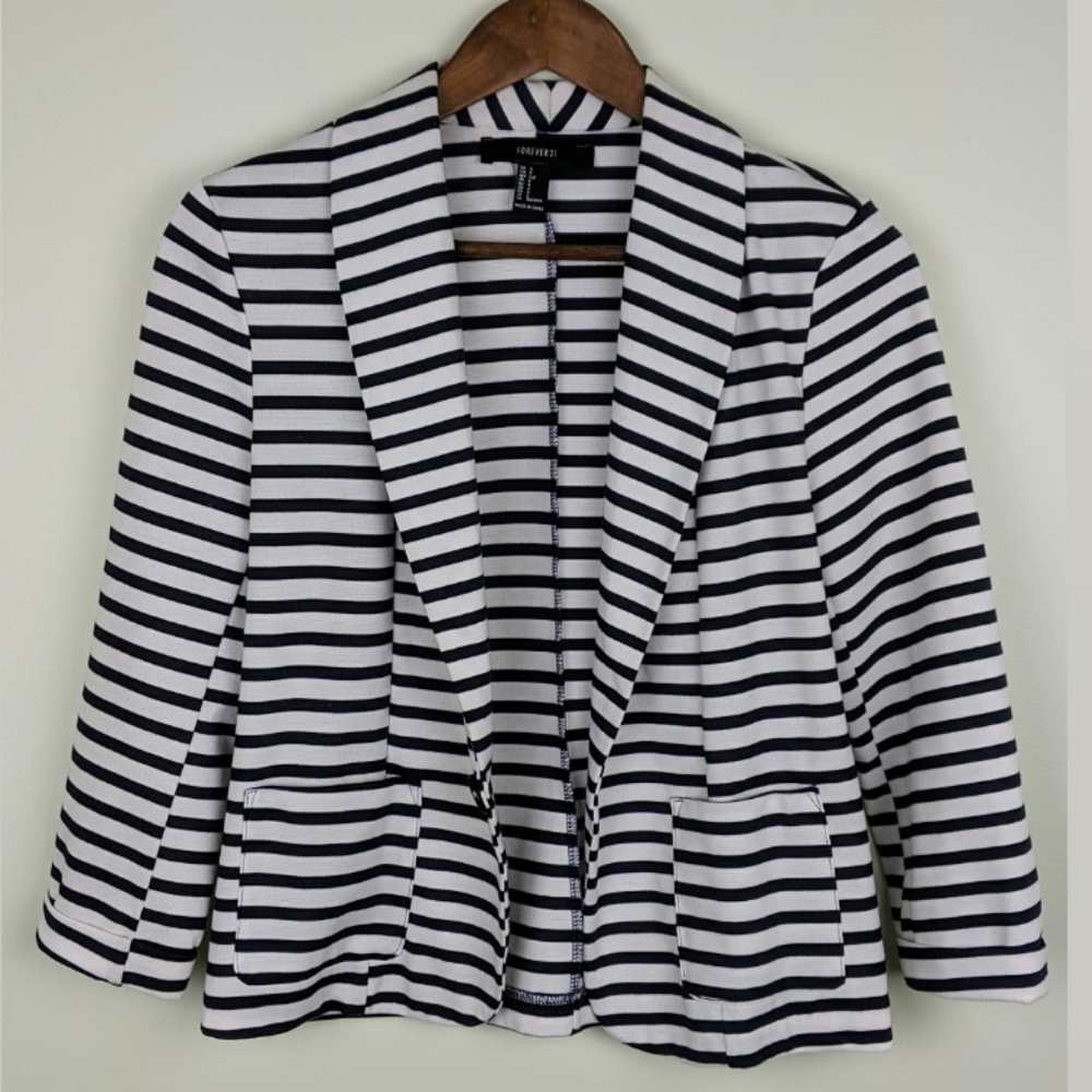 Forever 21 Open Faced Striped Blazer